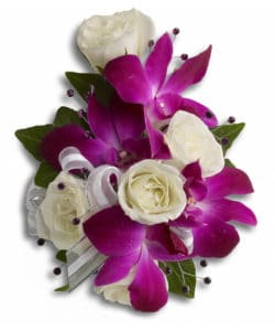 Fabulous fuchsia and white blooms with the subtle sparkle of rhinestones.